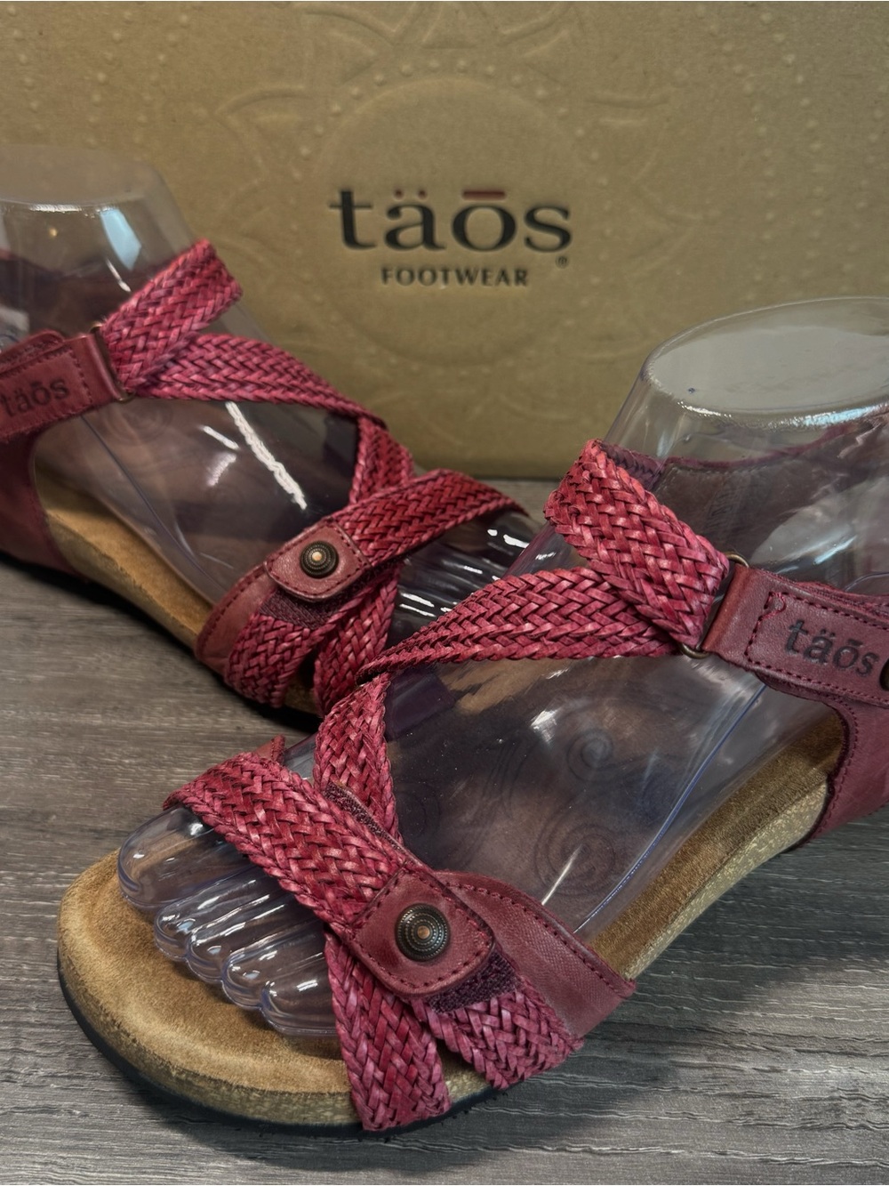 Taos Footwear Trulie Wedge Sandals Berry size 6.5/EU37 $150